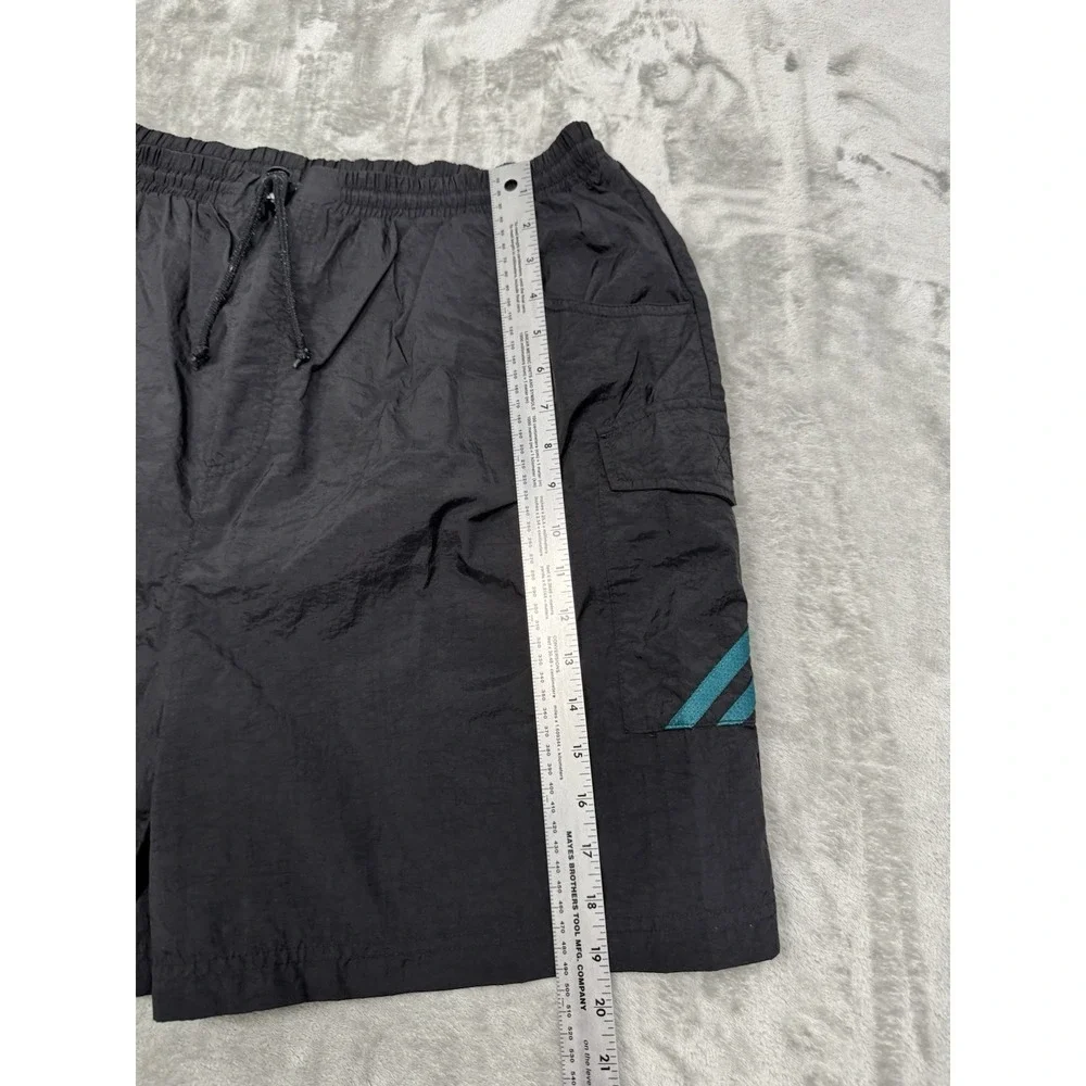 Vintage Adidas Shorts Mens XL Black Nylon Mesh Lined Swim Trunks Running 90s Y2K